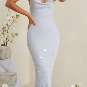 Oh Polly Strapless Sky Blue Dress